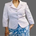 Tahari‎ Women Light Pink Textured Collared Long Sleeve Blazer Size 12 Petite Photo 0