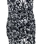 Cato  Damask Cowl Neck Damask Print Mini Dress Black White Size 12 Photo 4