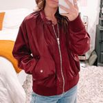 Free People Maroon Bomber Jacket!! Photo 0