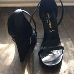 Saint Laurent  Calfskin Jane 105 Wedge Sandal 36 Black Photo 4