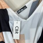 Chic Me CBR  black tan geometric print tie shoulder belted midi dress M NEW Photo 6