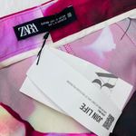 ZARA NWT Pink Floral Watercolor High Rise Wide Leg Pants Photo 6