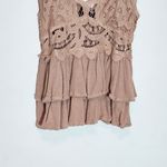 VICI  Disty Pink Lace Boho Top with Ruffle Hem Size Small Pink Boho Crop Top Photo 5