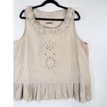 Johnny Was 4 Love And Liberty Womens Top Beige Embroidered Floral Ruffle Tank XL Photo 4