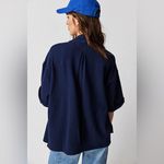 Free People  Lou Blazer Shirt Navy Photo 4