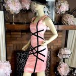 Romeo + Juliet Couture APRICOT & BLACK BODY CON BANDAGE DRESS (M) Photo 0