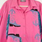 Blue B Western Cowboy Fringe Boots Shirt Size Large Rodeo Festival Sequin Pink Photo 3