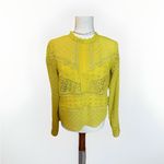 Anthropologie James Coviello  Crochet Lace‎ Yellow Long Sleeve Top Size S Photo 3
