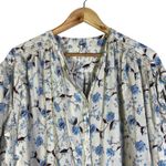 Free People Floral Print Smocked Shirtdress Tunic Top Ivory Blue XS Photo 1