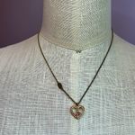 Juicy Couture heart-shaped pink rhinestone peace sign on antique gold necklace Photo 2