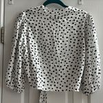 Stillwater  Not Alone Top Polka Dot Wrap Blouse Black White Women’s Medium NWT Photo 3