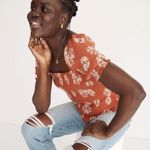 Madewell Georgette Lucie Puff-Sleeve Smocked Floral Bodice Top in ‘Moody Blooms’ Photo 0