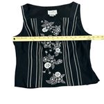 Adrianna Papell Vintage Silk Black Embroidered Floral Side Zip Blouse Size 8 Photo 7