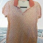 Lands' End  Light Pink Sailboat Pattern Womens Polo Shirt, Size Small Photo 1