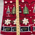 heirloom collectibles Christmas Cardigan Red Embroidered Trees Stockings M Photo 7