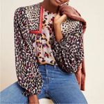 Anthropologie NWOT Bl^nk London Joelle Embroider Leopard peasant blouse XS $128 Photo 1