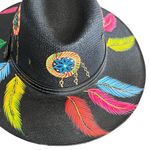 HAT MEXICAN Artisanal Hand Painted Fedora Floral Sombrero Panama Bohemian Black Photo 6