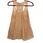 love on a hanger Sheer Peach Flowy Racerback Tank Floral Embroidery M Photo 1