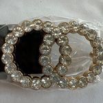 Vegan Faux Leather Double Circle Rhinestone Glitz Belt Black Photo 4