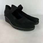 Loints Of Holland Maryjane Shoes Womens 41 9.5 10 Black Wedge Pebbled‎ Leather Photo 13