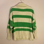 Aerie NWOT Green White Stripe Quarter Zip Pullover Sweater Cotton Women Small Photo 6
