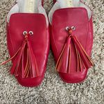Italeau Fur Lined Tassel Accent Mule Size 38 1/2 Red Photo 4