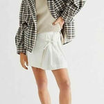 Free People Luminary Plaid Flannel Oversized Blazer Neutral Tan Small Photo 0
