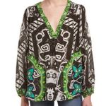 Rococo sand throne print silk embroidered blouse Black Size XS Photo 0