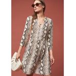 Anthropologie Maeve by  Juno Snake Print Dress‎ in Brown Size Extra Small Photo 8