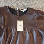 THML NWT  Chocolate brown Faux Leather Top Sz M Photo 2