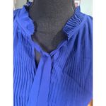 DKNY  Blue Sleeveless Tie-Neck Pleated Shift Dress – Elegant Style Photo 1