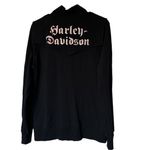 Harley Davidson Black Pink Rhinestone Embroidery Full Zipper Jacket Sweater Lrg Photo 1
