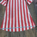 Atlantic Pacific x Lake Striped Collared Shirt Dress Large Coral White Poplin Red Photo 7