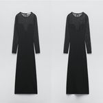 ZARA Black Sexy Bodycon Mesh Maxi Dress Photo 13