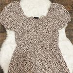 Who What Wear NWT Pink/Black Mini Leaves Puff Sleeve Smocked Dress Photo 8