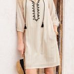 Garnet Hill | Tan Embroidered Gauze Popover Dress Size 6 Photo 0