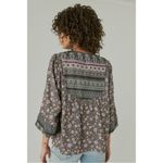 Lucky Brand  Bohemian Hippie Retro 70s Lace Up Peasant Blouse Size Large Photo 13