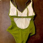 Shade & Shore Palm Green Plunge Tie-Front Wrap One-Piece Swimsuit Photo 5