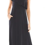 Soma  Soft Jersey One Shoulder Ruffle Maxi Dress‎ Black Size XL New With Tags Photo 0