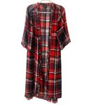 Torrid  kimono duster navy & red plaid sz 1/2 Photo 1