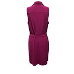 Boston Proper  Sleeveless Collared Midi Shirt Dress M Magenta Gold Button Belted Photo 1