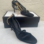 Bottega Veneta Authentic Black Gold Chain-embellished Macramé and Leather Pumps Photo 2