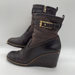 Tory Burch Womens Size 7.5 Shoes Primrose 75mm Wedge Bootie Coconut Latte READ Photo 0