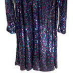 Blacktie Oleg Cassini Dress Womens 14 Sequin Long Sleeve Cocktail Multicolor 90s Size M Photo 2