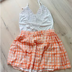 Urban Outfitters Gingham Mini Skirt Orange Summer Skater skirt Size Xlarge mini Photo 0