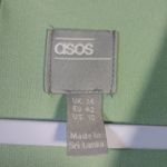 ASOS  DESIGN Plunge Mini Dress with Wrap Drape Skirt Sage Green Size 10 Photo 5