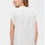 Gap NWT White Lace Up Top in Linen Cotton Size Small Photo 1