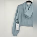 Alo Yoga π NWT 100% Cashmere Plush Waffle Full Zip Hoodie Crystal Blue Small Photo 7