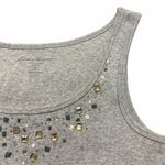 Eddie Bauer  Grey Ribbed Scoop Neck Tank Top Rhinestone Neckline Size M Photo 2