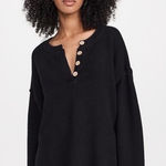 Free People Black Hailee Sweater Wooden Buttons Loungewear Size XS Photo 0